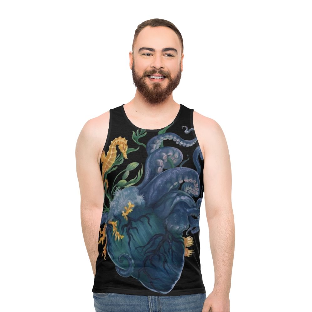 Anatomical heart ocean unisex tank top - men