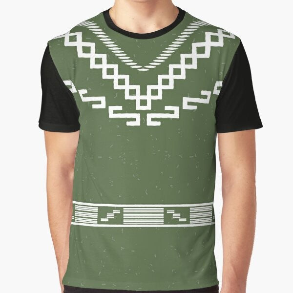 Spaghetti western-inspired poncho graphic t-shirt