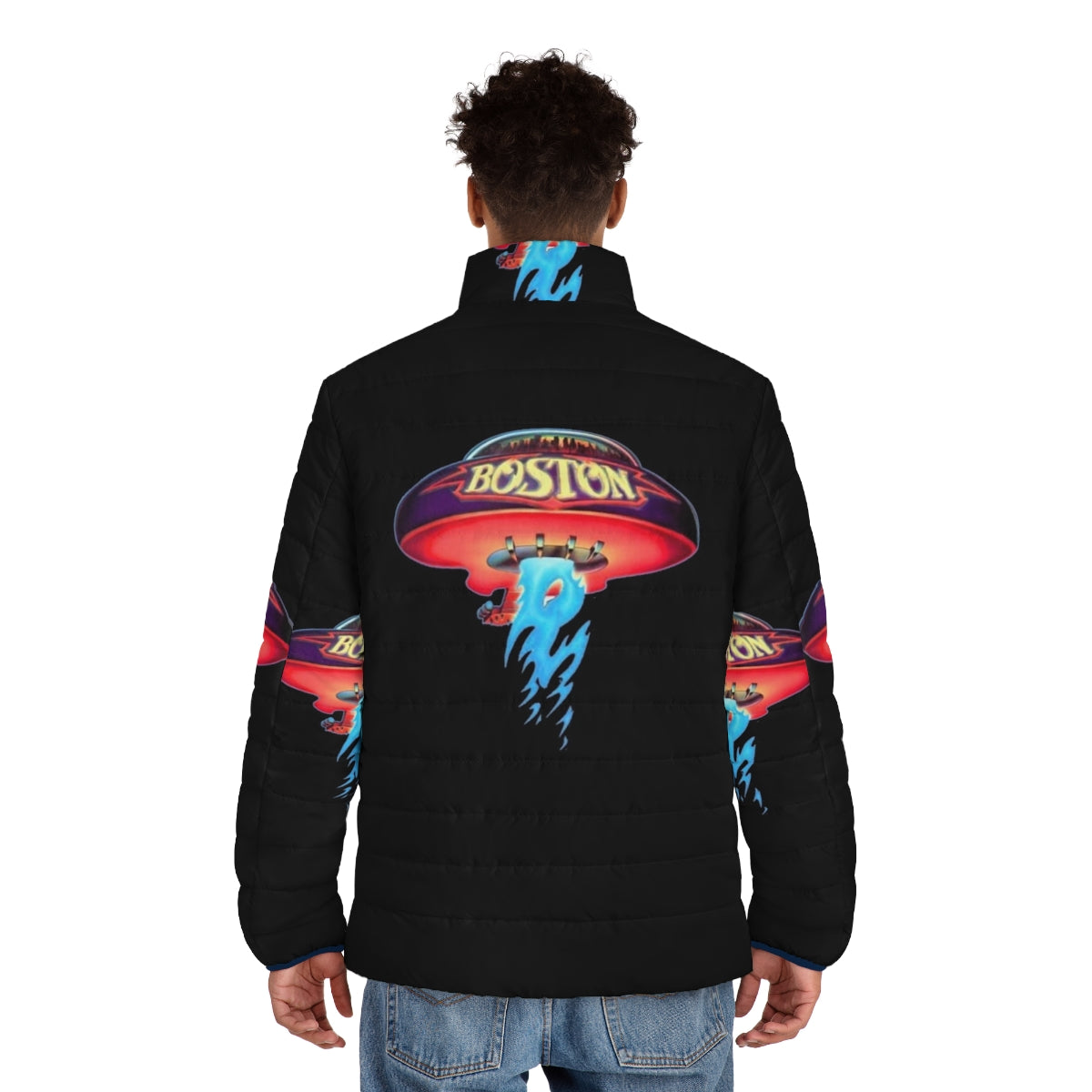 Boston Premium Puffer Jacket with Electric Light Orchestra Inspired Design - men back