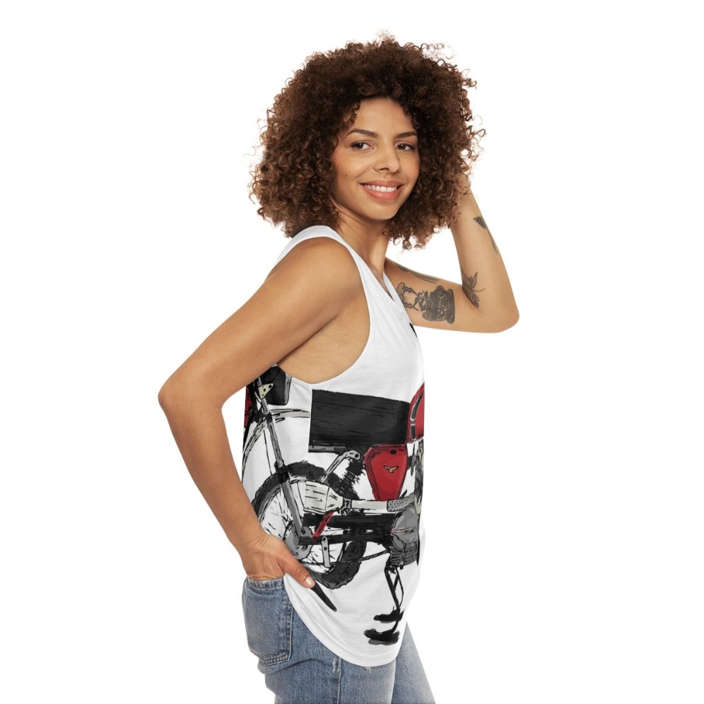 Vintage Scrambler Motorcycle Unisex Tank Top - women side