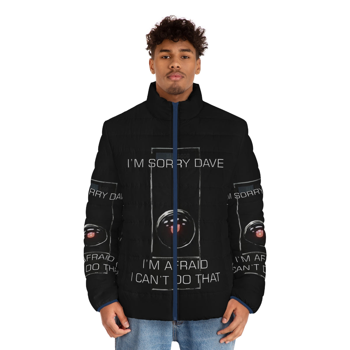 "I M Sorry Dave Puffer Jacket - Featuring Iconic HAL 9000 from 2001: A Space Odyssey" - men front