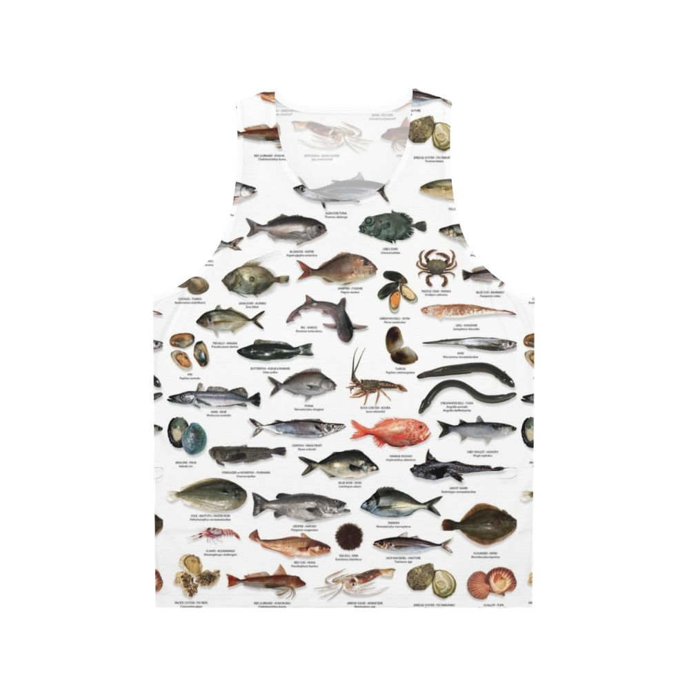 Unisex tank top featuring New Zealand fish species design