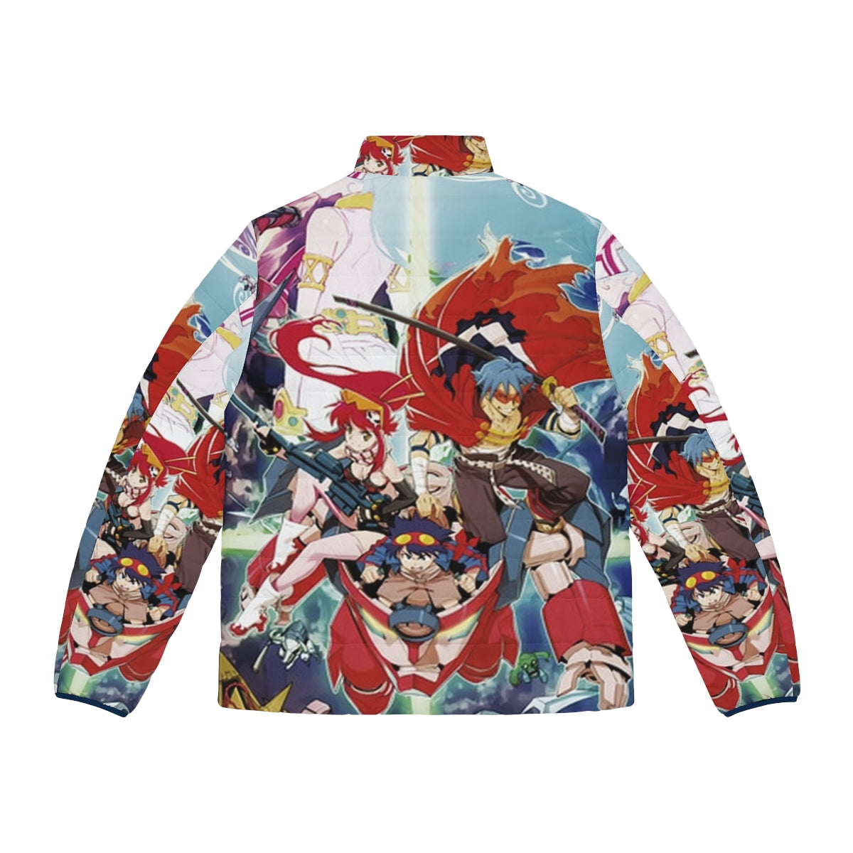 Tengen Toppa Gurren Lagann Anime Puffer Jacket featuring Kamina, Yoko, and Nia - Back