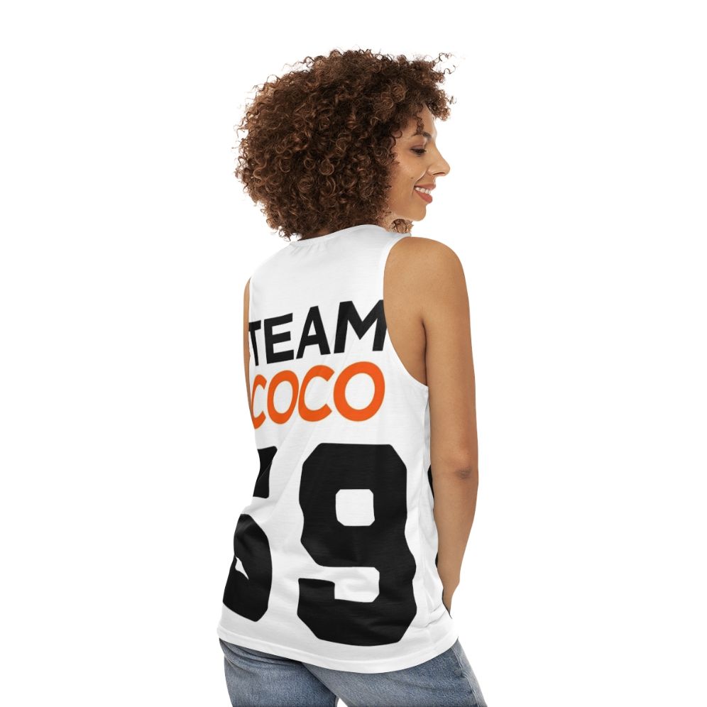 Team Coco unisex football jersey style tank top - women back