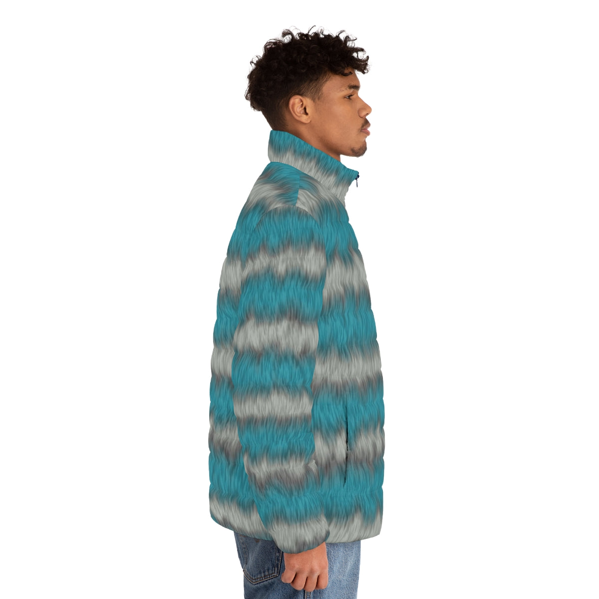 Cheshire Cat Striped Puffer Jacket - men side right