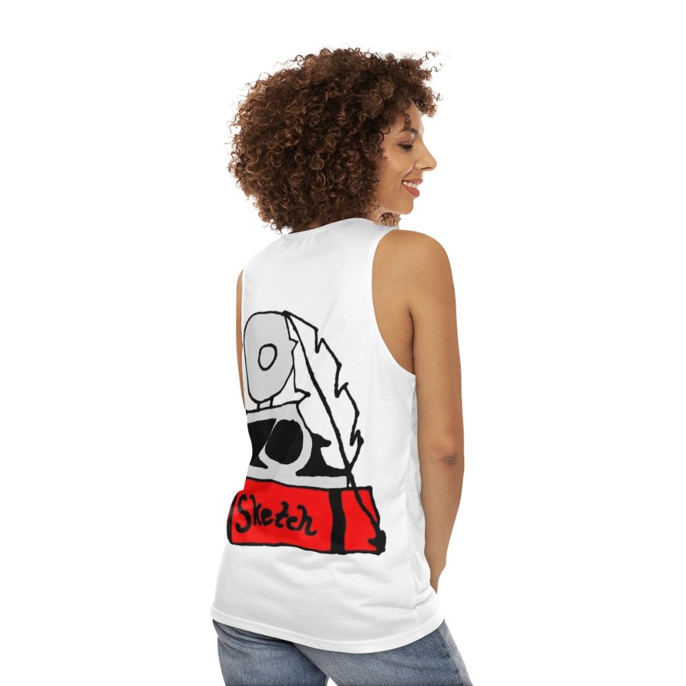 Hobbies Unisex Tank Top with Sketch, Sketchbook, and Camera Designs - women back