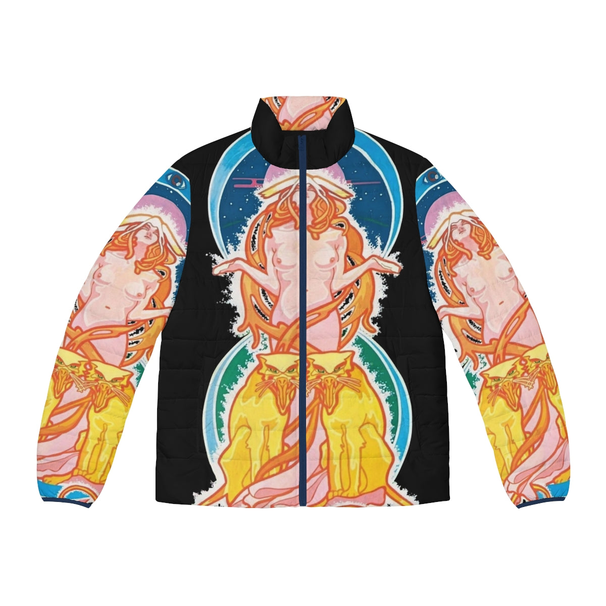 Hawkwind Space Ritual Essential Puffer Jacket featuring psychedelic rock design