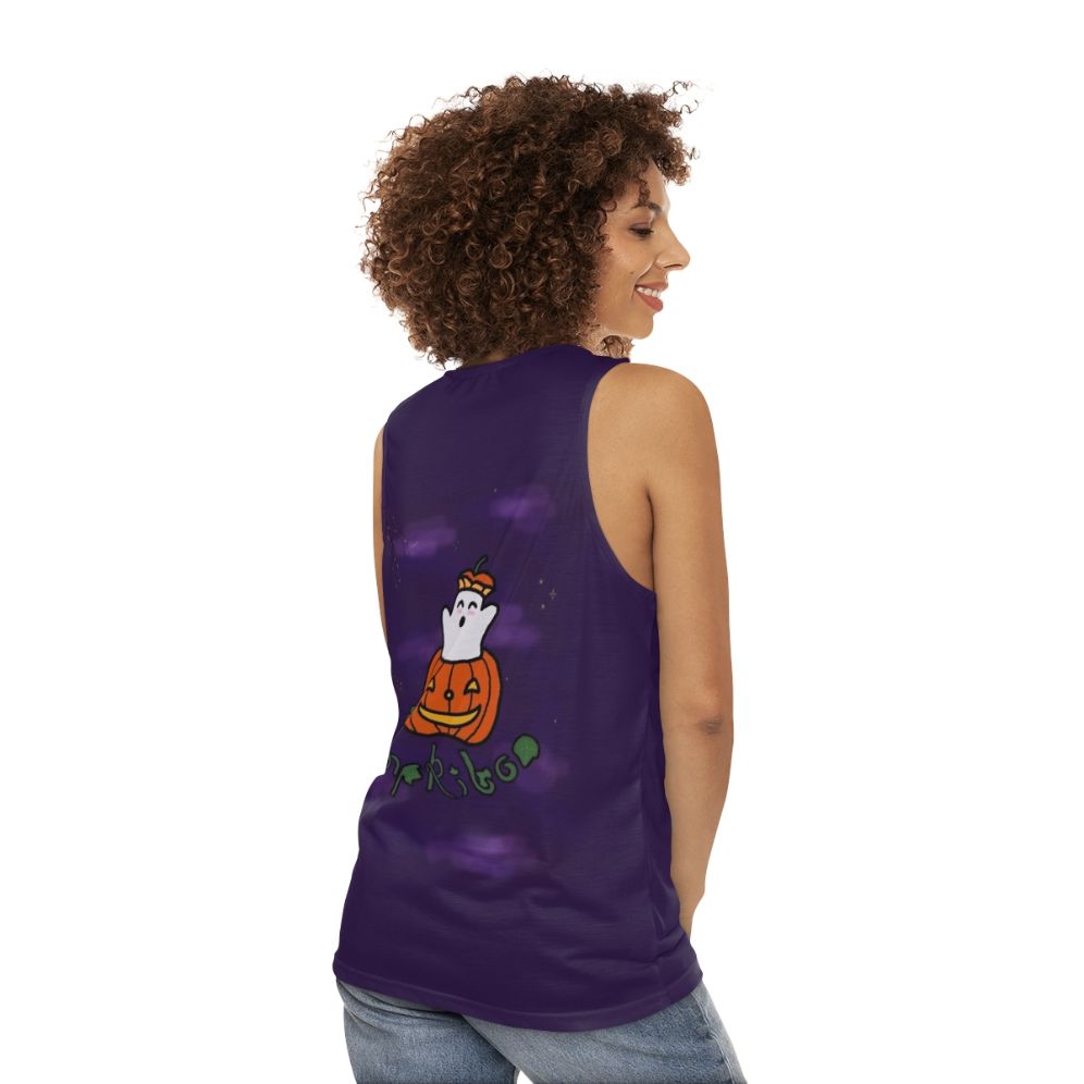 Pumpkin and ghost unisex tank top - women back