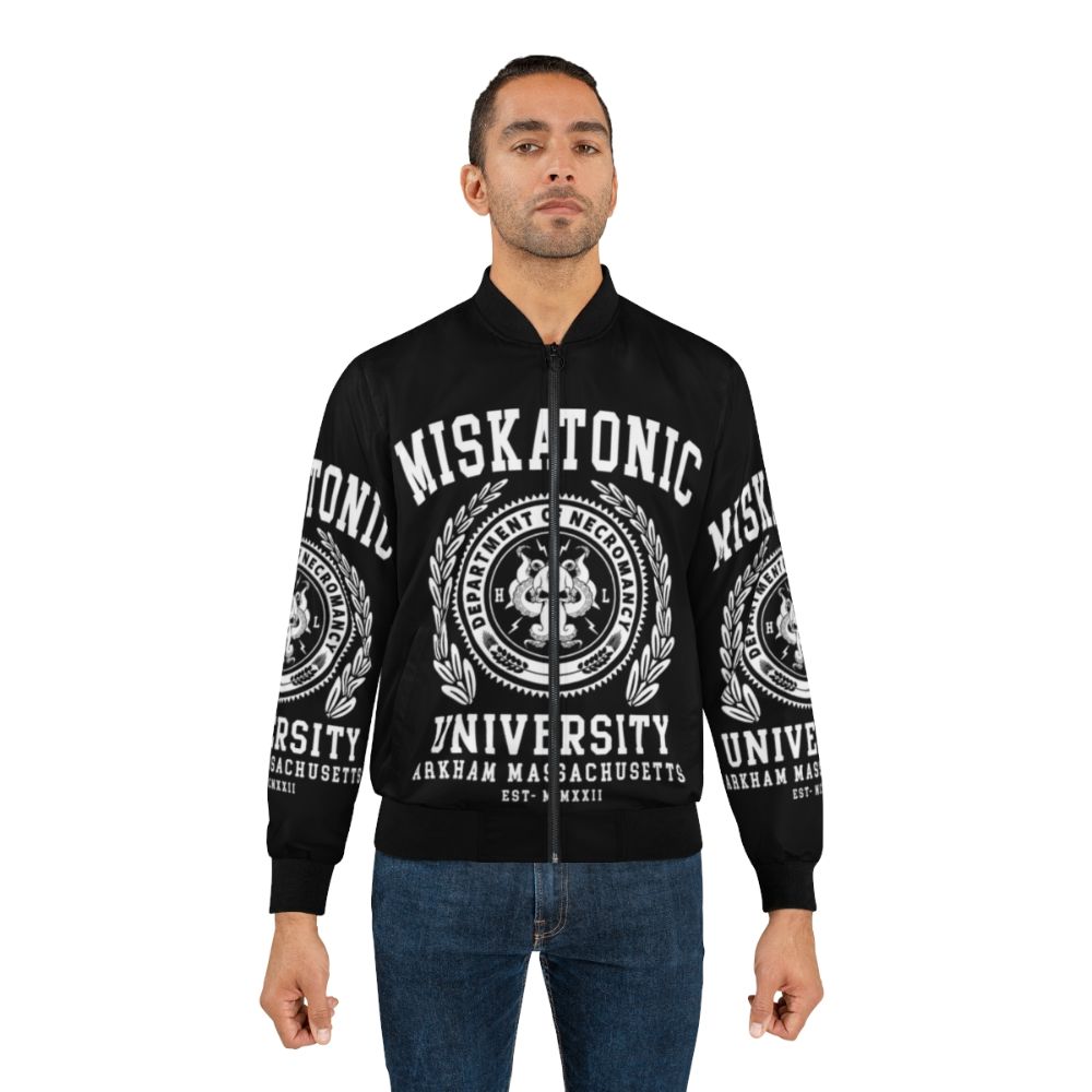 Cthulhu and Lovecraft inspired Miskatonic University bomber jacket with octopus and horror elements - Lifestyle