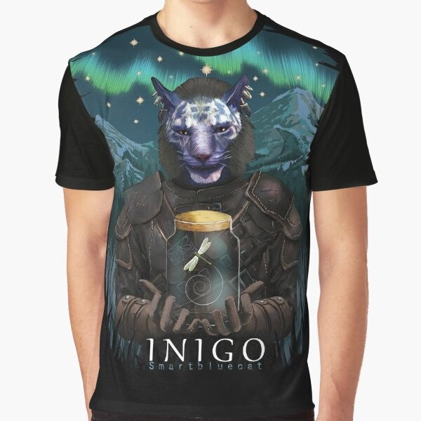 Inigo and Mr Dragonfly, a Skyrim-inspired graphic t-shirt featuring the popular mod characters