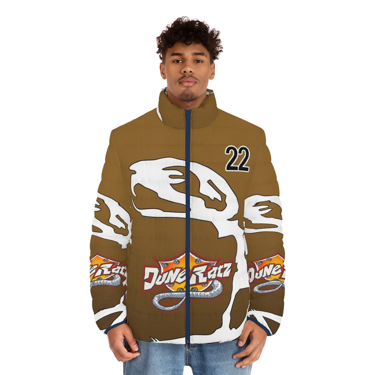 Hot Wheels Acceleracers Cosplay Puffer Jacket featuring Vert Wheeler inspired design - men front