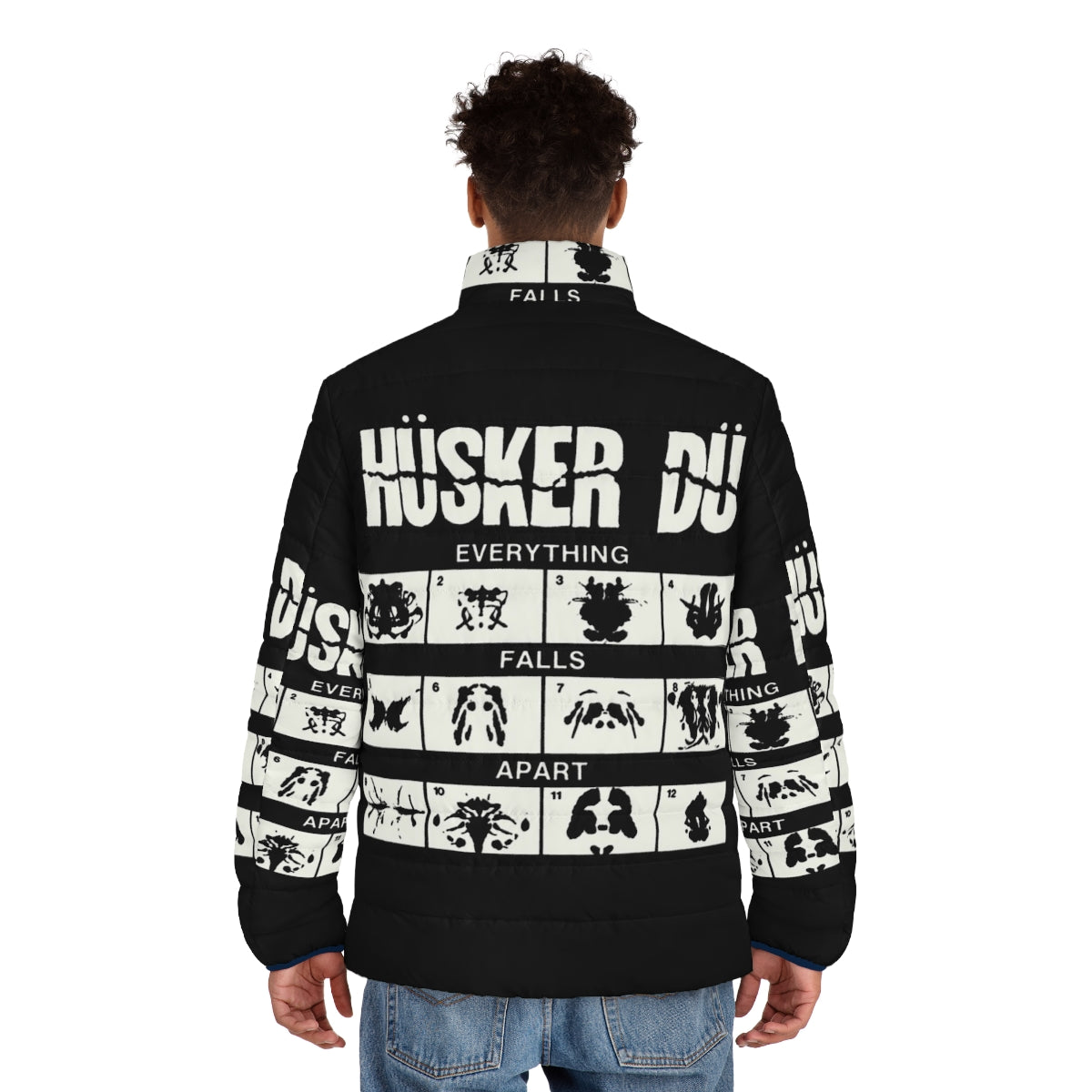 Husker Du puffer jacket featuring the iconic band's logo and punk-inspired design - men back