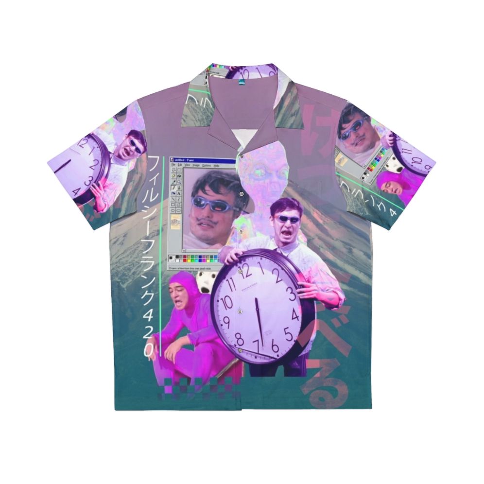 Vaporwave Hawaiian shirt with Filthy Frank and 420 graphics