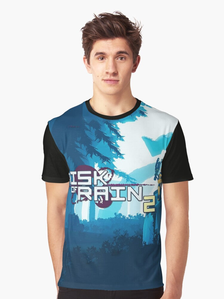 Risk of Rain graphic t-shirt with bold, colorful design - Men