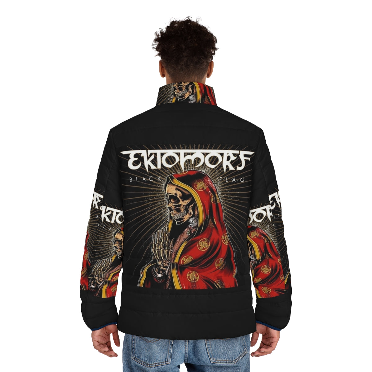 Ektomorf band puffer jacket featuring the band's logo - men back