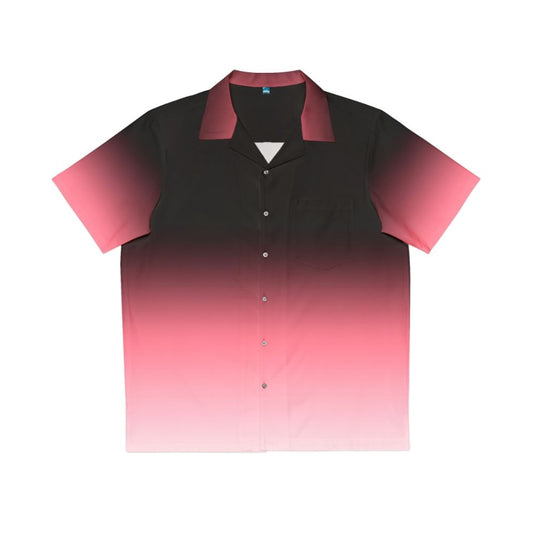 Black, pink, and white ombre dip dye Hawaiian shirt with rainbow ombre pattern