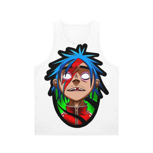 Unisex 2D graphic tank top with Gorillaz-inspired design