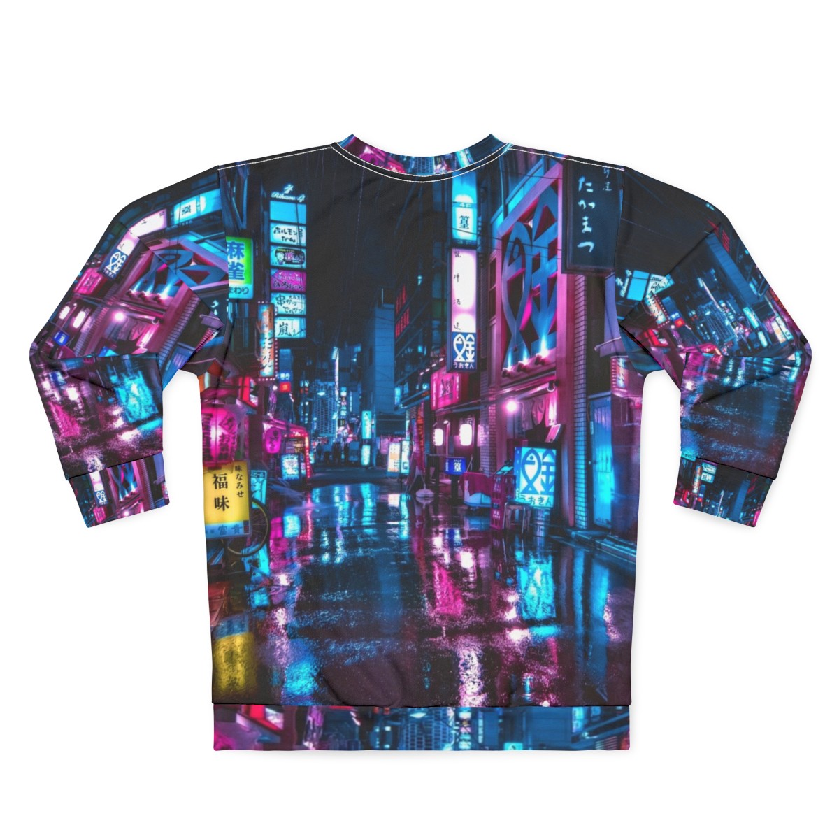 Tokyo Shimbashi Cyberpunk Neon Sweatshirt - Back