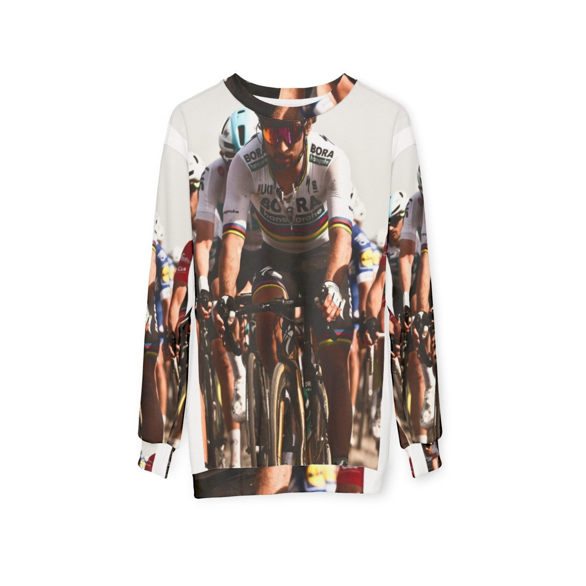 Peter Sagan in Bora team cycling sweatshirt - hanging