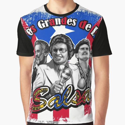 Salsa music graphic t-shirt featuring Cuban singer and musician icons