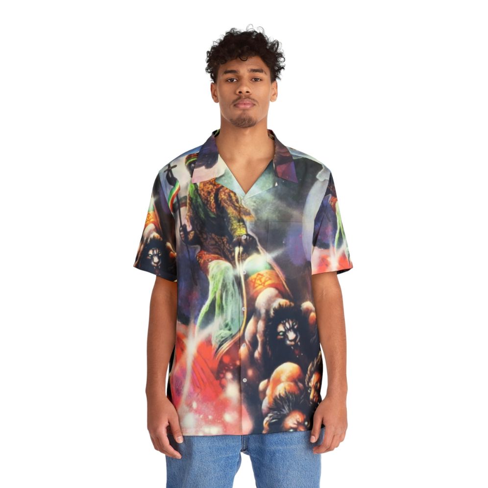 Dub Hawaiian Shirt with Reggae Motifs - People Front