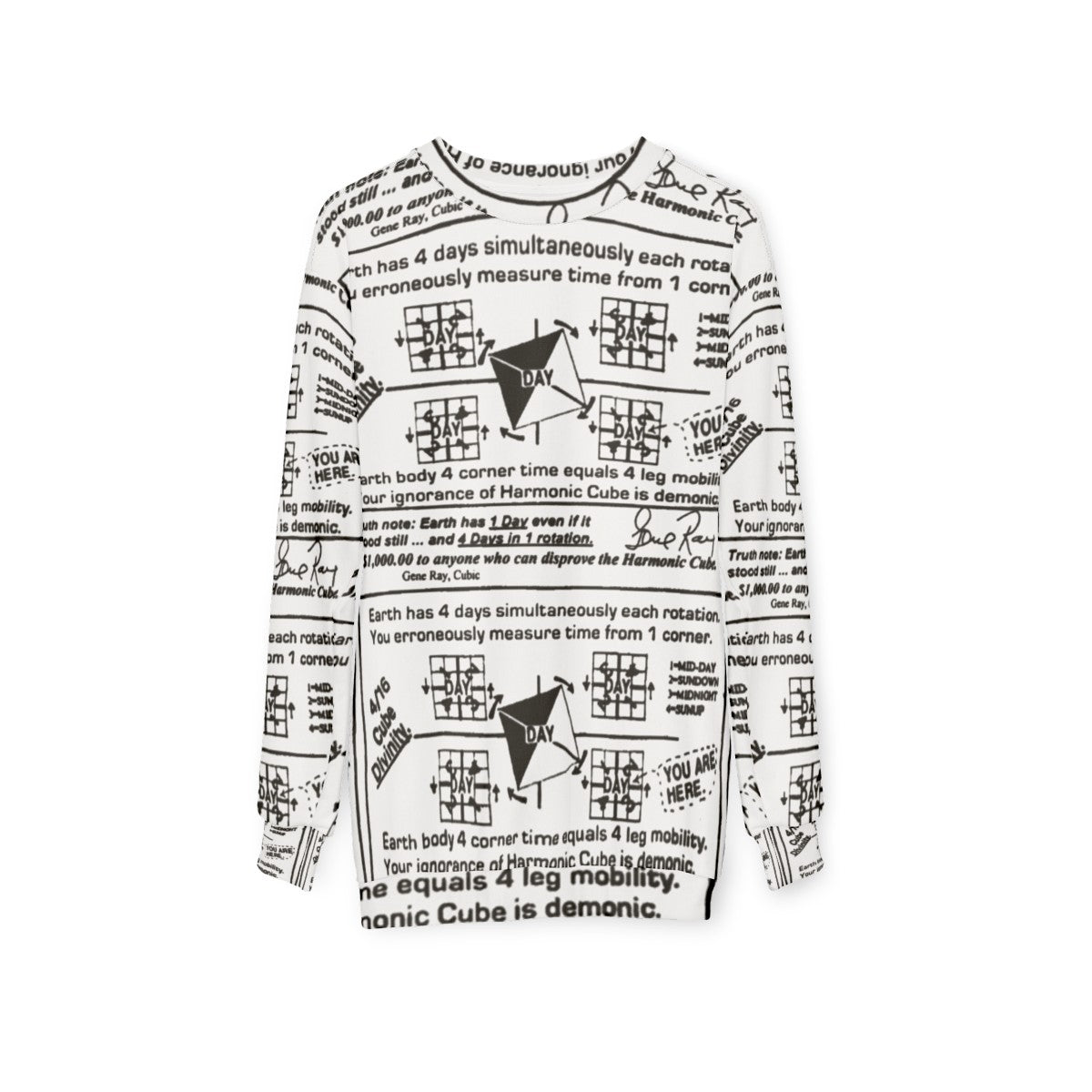 Time Cube Sweatshirt featuring a quirky, geeky design - hanging