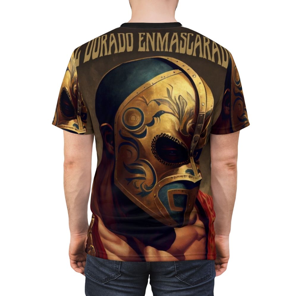 Masked wrestler t-shirt featuring a fighter in a wrestling mask - men back