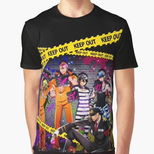 Nanbaka anime characters graphic design on a t-shirt