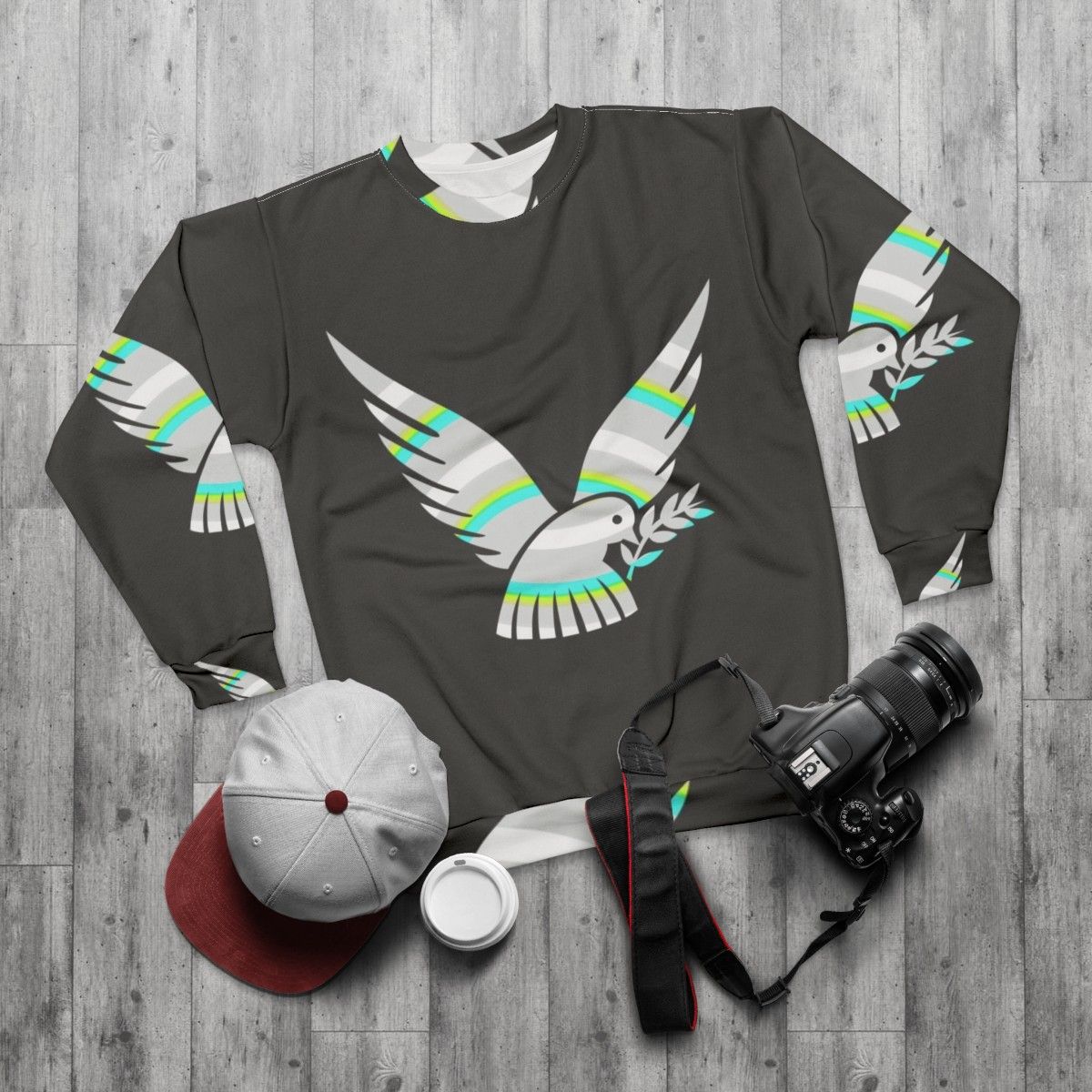 Legendary dove animal art sweatshirt - flat lay