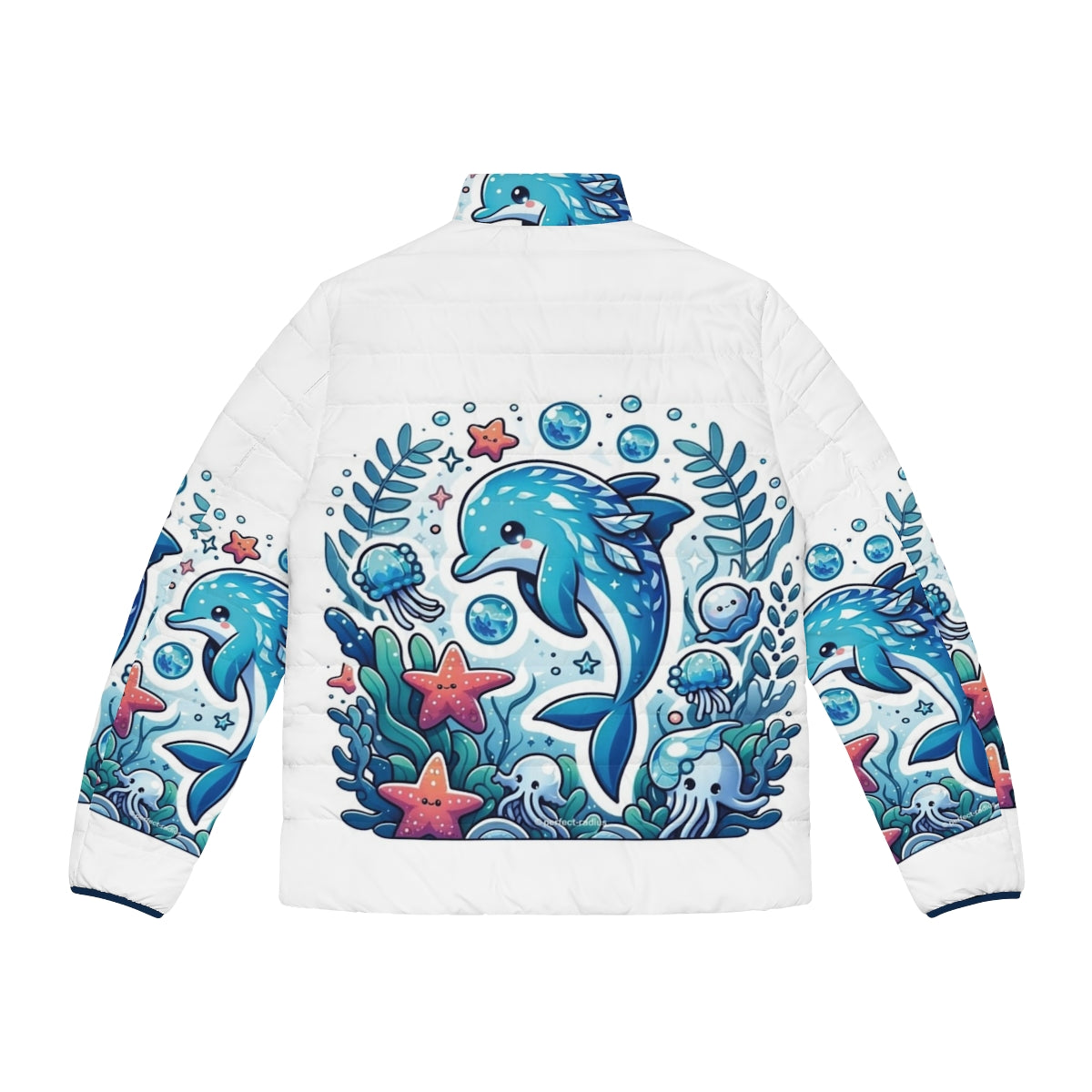 Frostfin dolphin puffer jacket with fantastical and cute design - Back