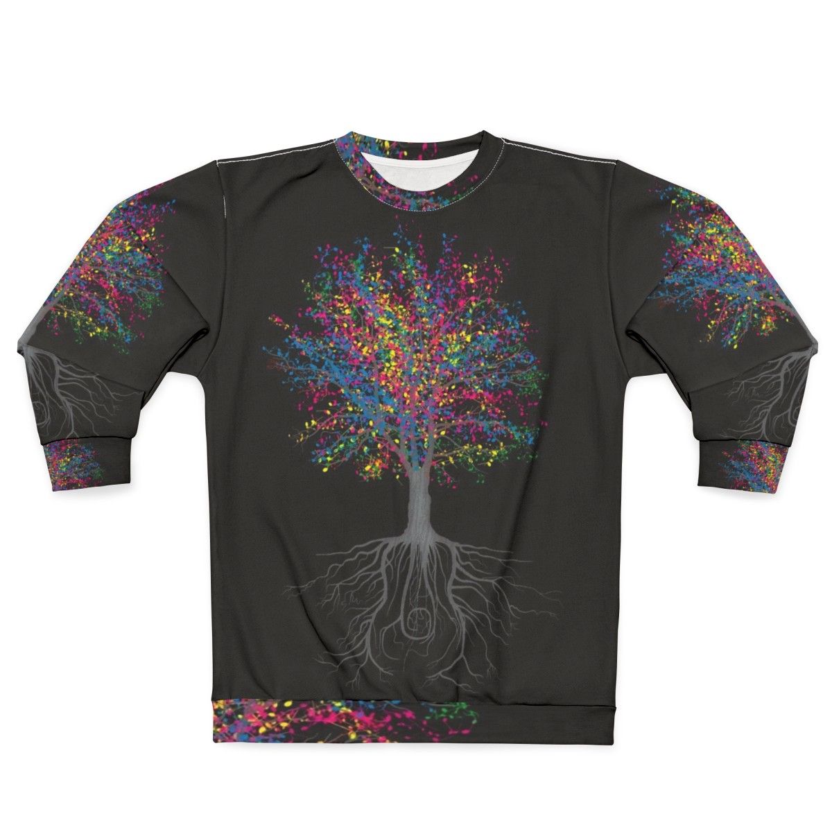 Colorful trees and musical nature inspired sweatshirt