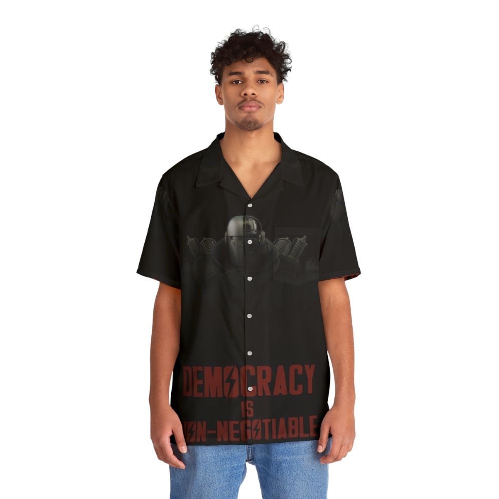 Liberty Prime Democracy Hawaiian Shirt for Fallout Gamers - People Front