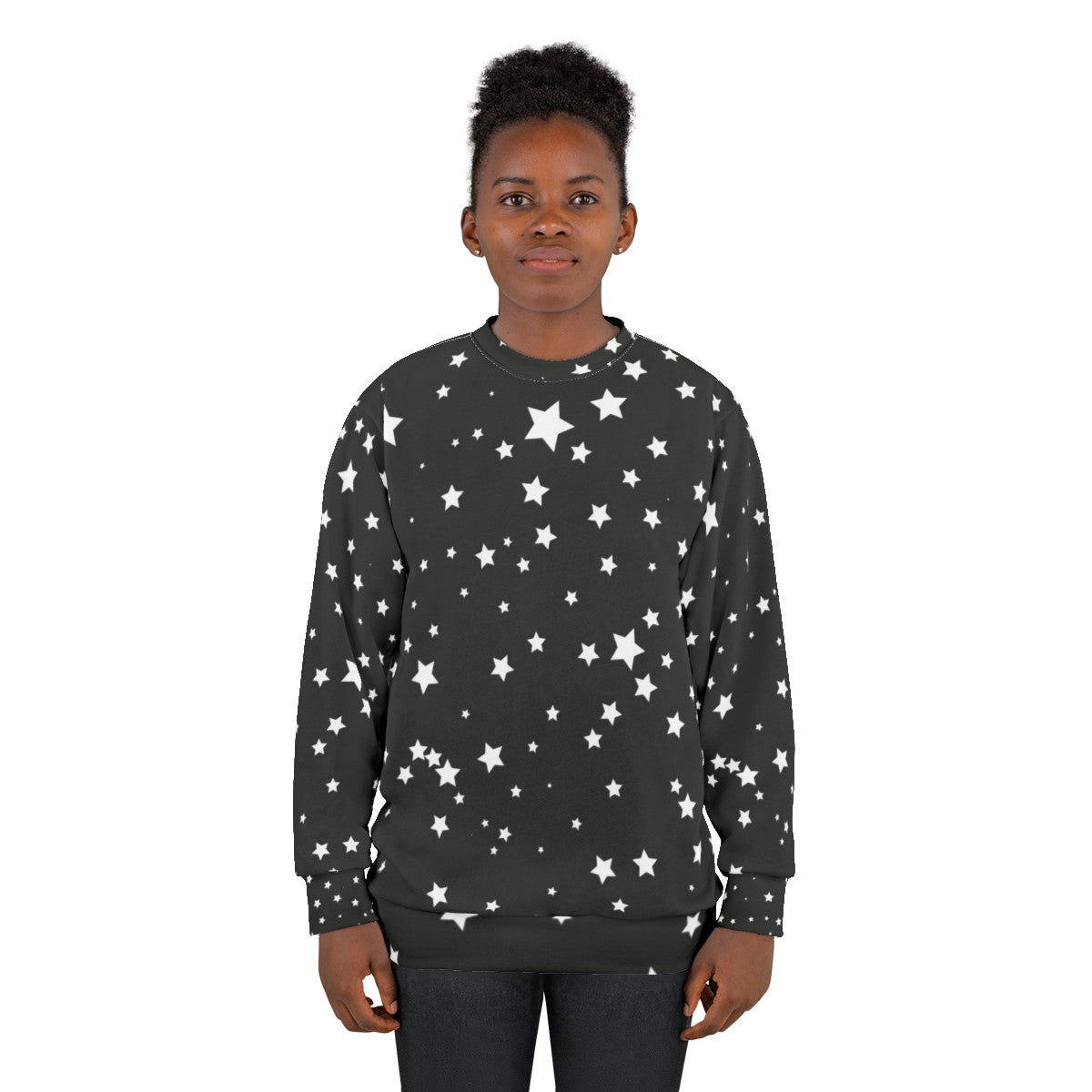 Cosmic stars sweatshirt featuring a galaxy-inspired starry design - women