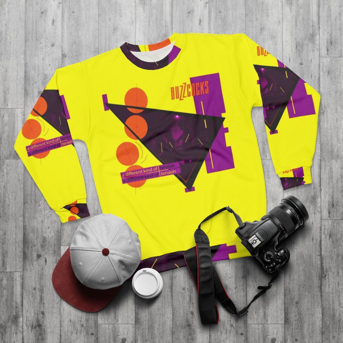 Punk rock Buzzcocks sweatshirt - flat lay