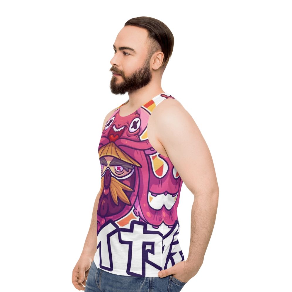 Samurai Squid Unisex Tank Top with Kawaii Design - men side