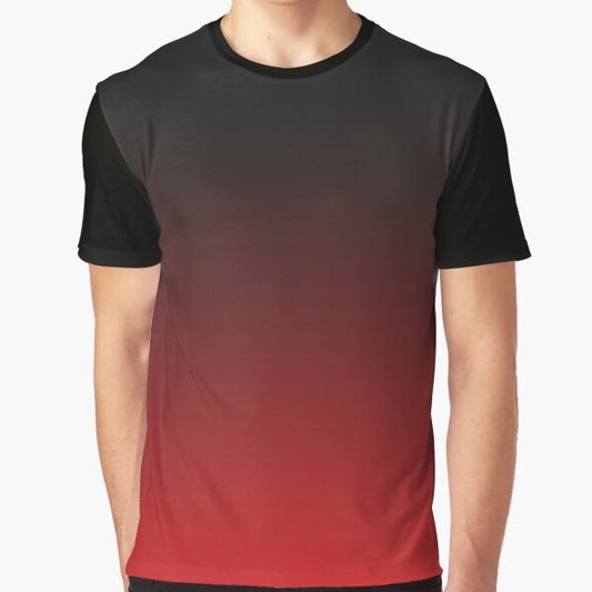 Black to red ombre gradient graphic t-shirt