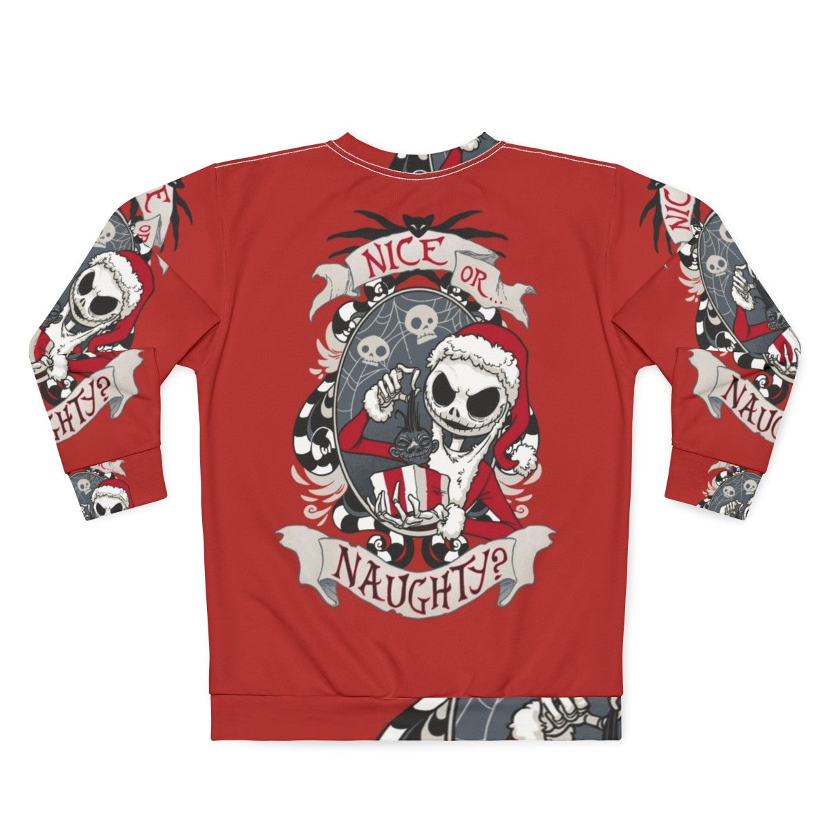 Spooky Santa Sweatshirt with Nightmare Before Christmas Motif - Back