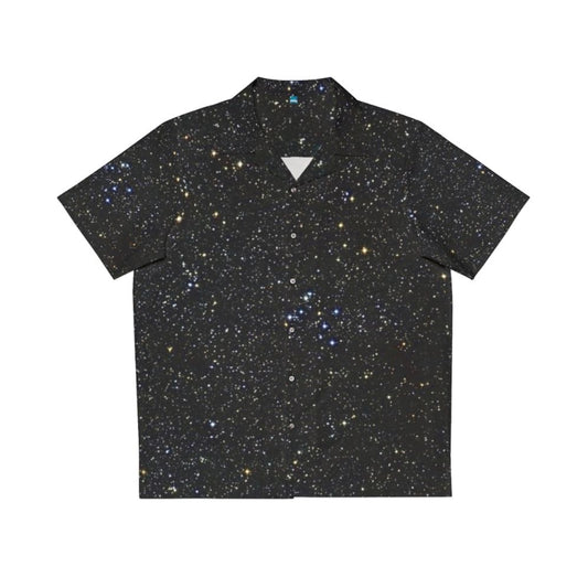 Black glitter Hawaiian shirt with starry night design