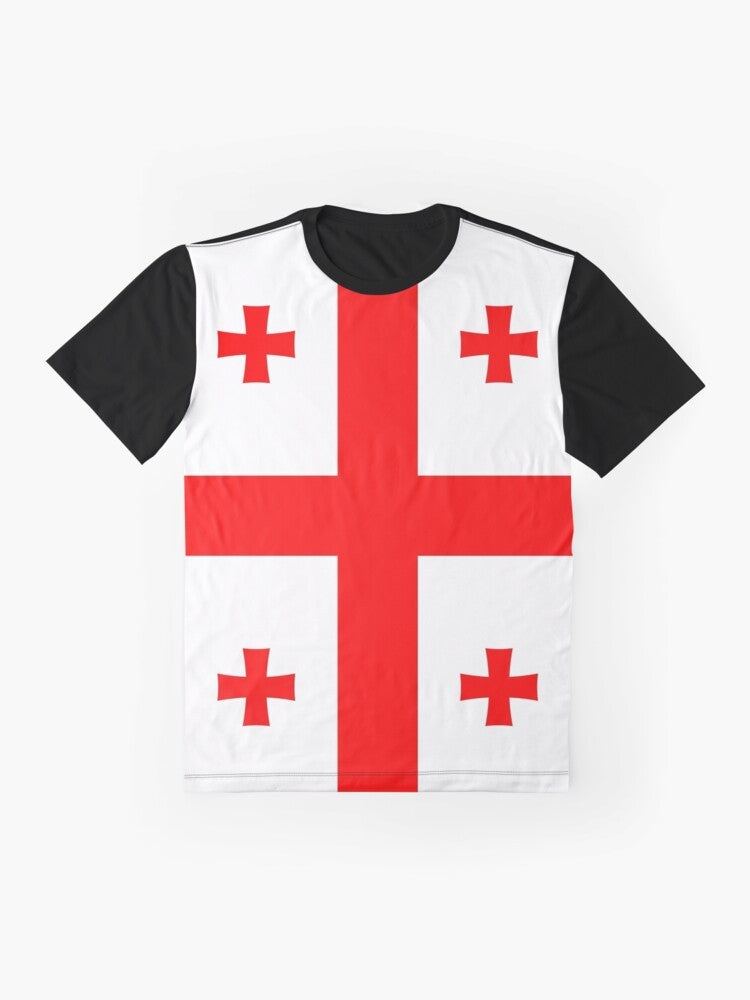 Georgian flag graphic printed on a t-shirt - Flat lay