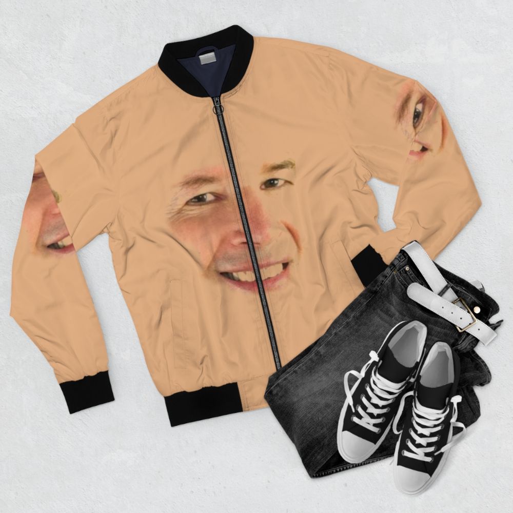 Neil Breen Bomber Jacket - Iconic Cult Filmmaker Merchandise - Flat lay