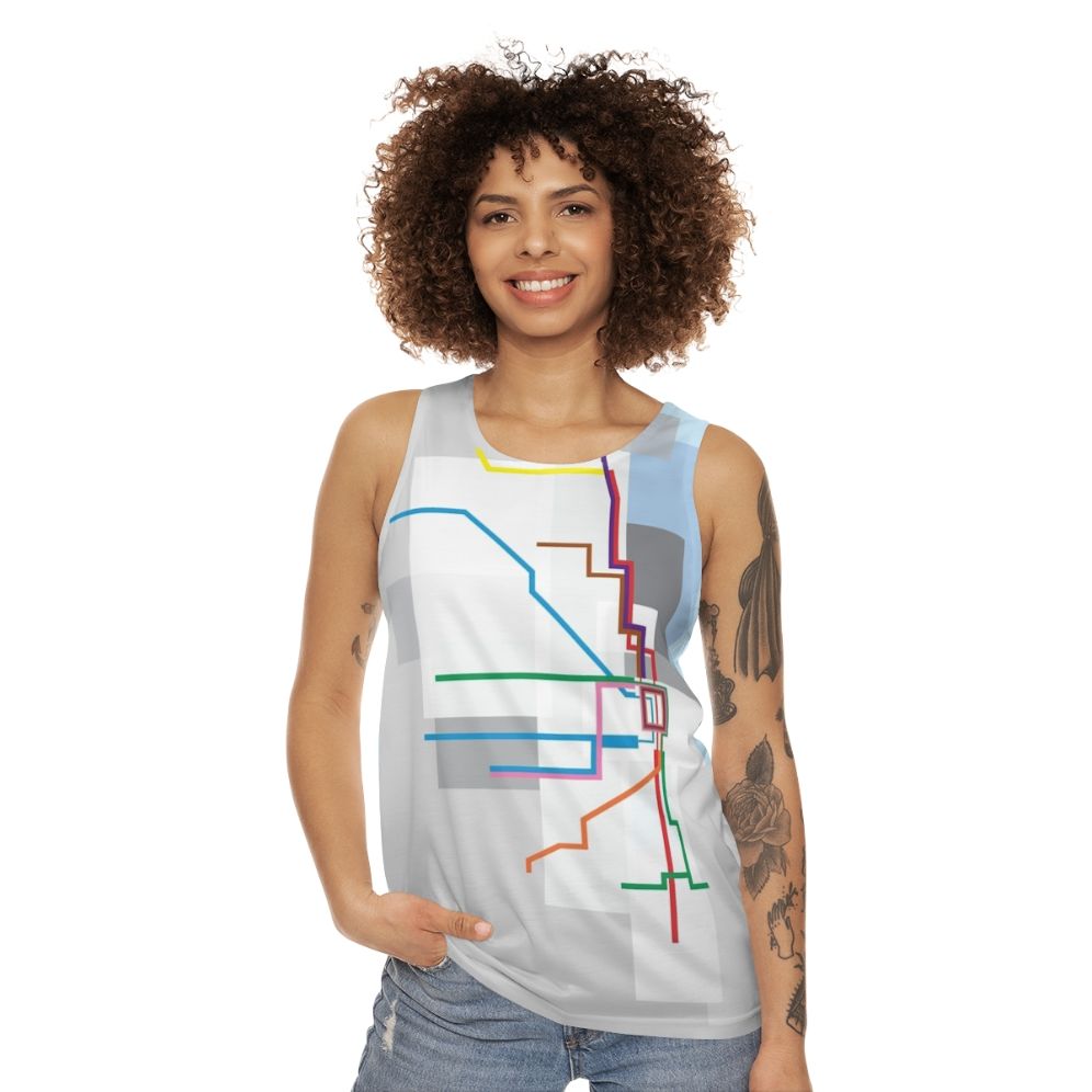 Chicago transit map unisex tank top - women