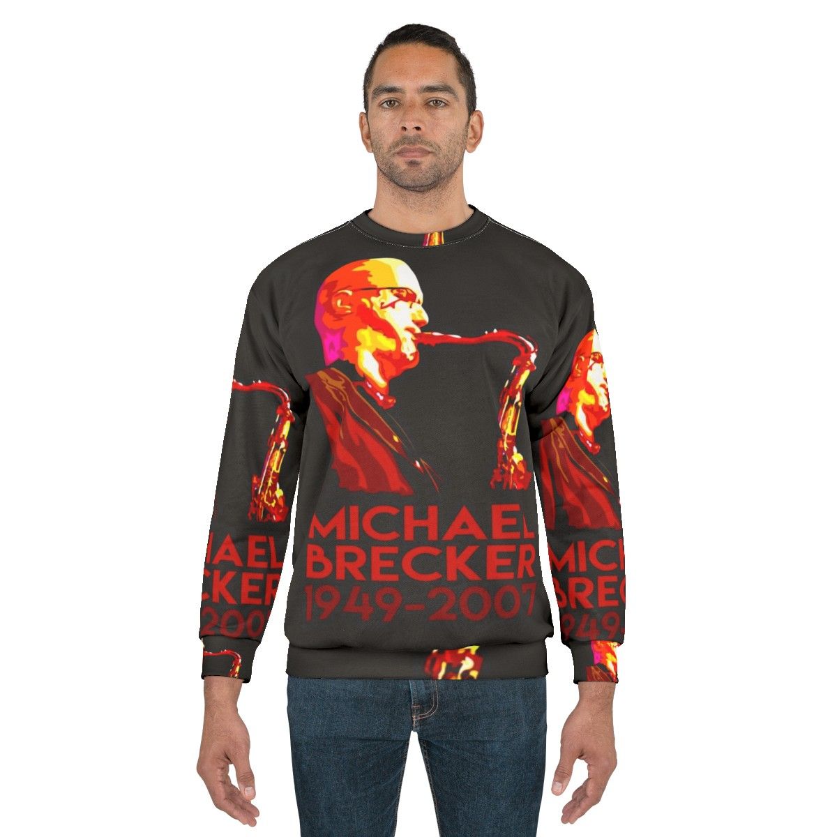 Michael Brecker saxophonist jazz musician illustration sweatshirt - men