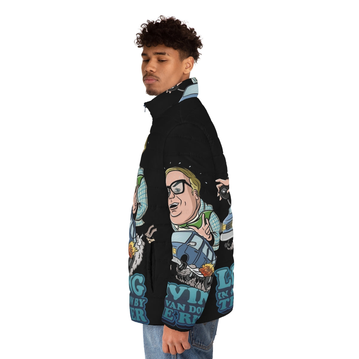 Matt Foley's "Van Down By The River" inspired puffer jacket - men side left