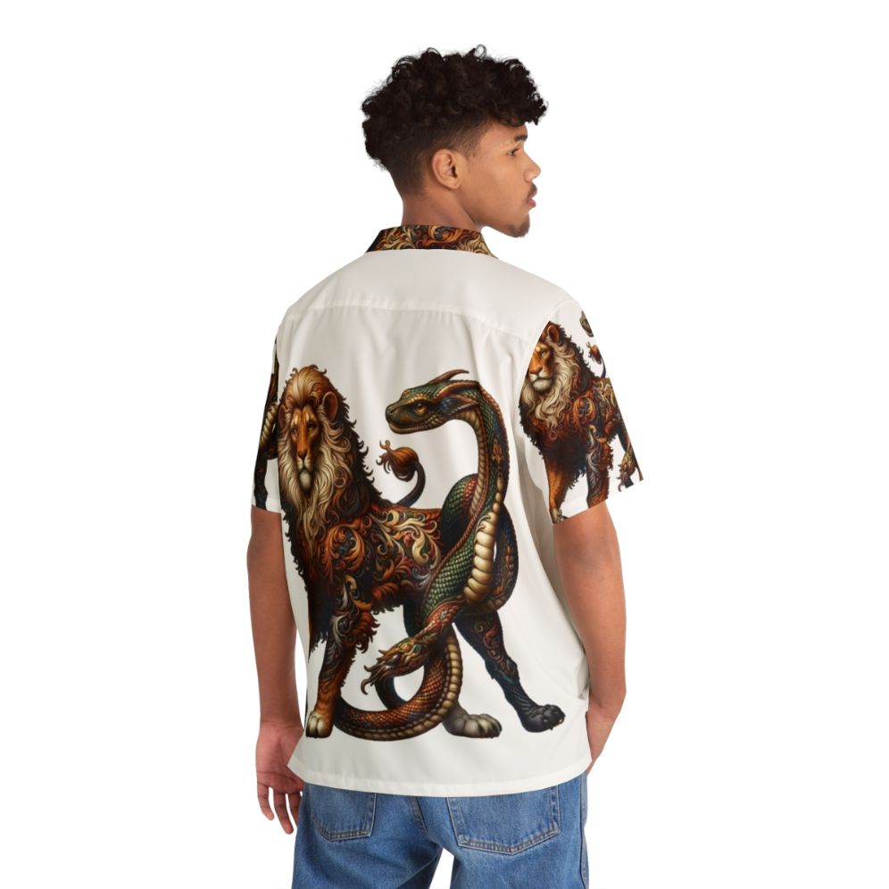 Embroidered chimera Hawaiian shirt with legendary fantasy creatures - People Back