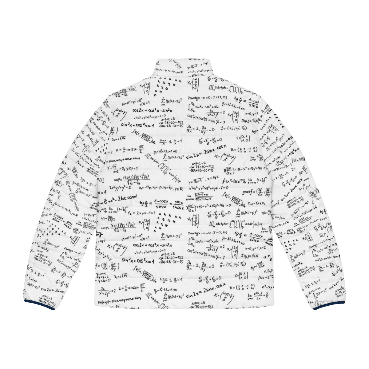 Math Formula and Numbers Puffer Jacket - Back