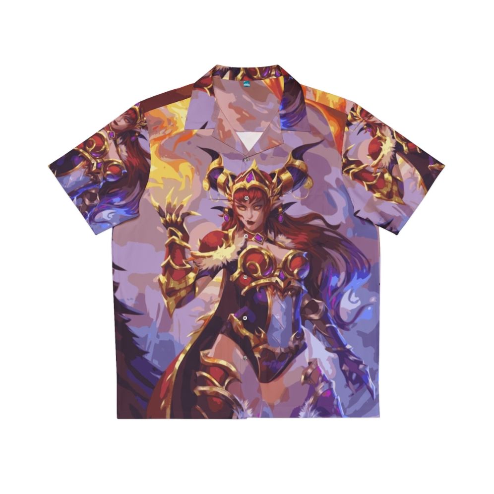 Alexstrasza Inspired Hawaiian Shirt with Warcraft Dragonflight Motif