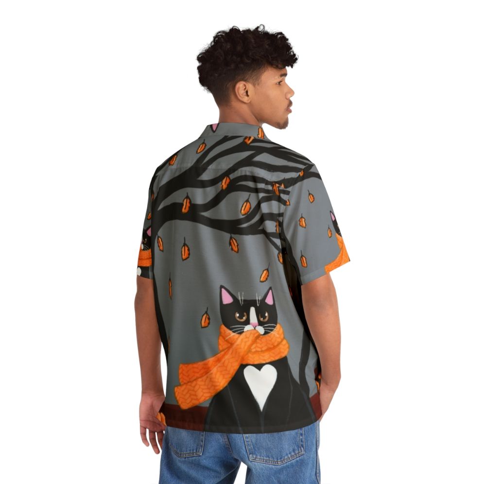 Autumn Tuxedo Cat Hawaiian Shirt - People Back