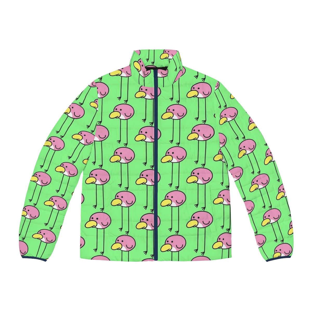 Flock Step Puffer Jacket featuring bird-themed design inspired by Nintendo's Rhythm Heaven series