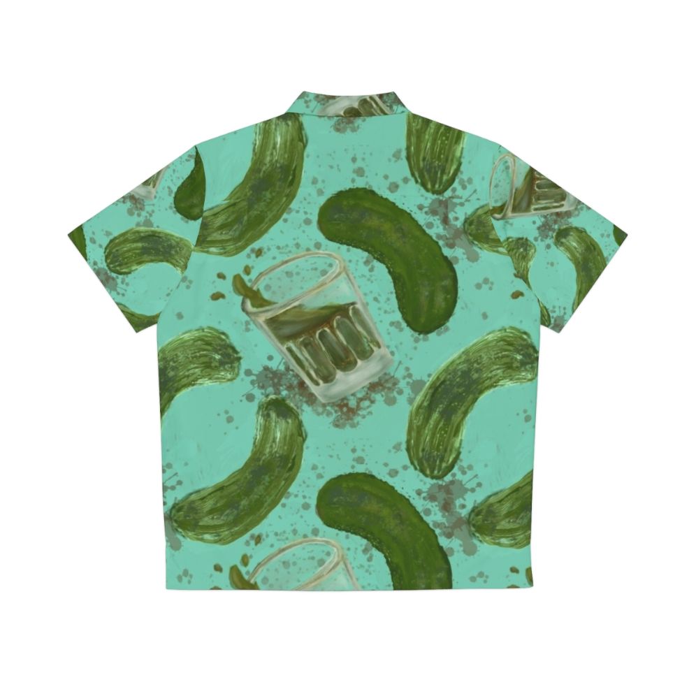 Aqua Hawaiian shirt with pickleback pattern design - Back