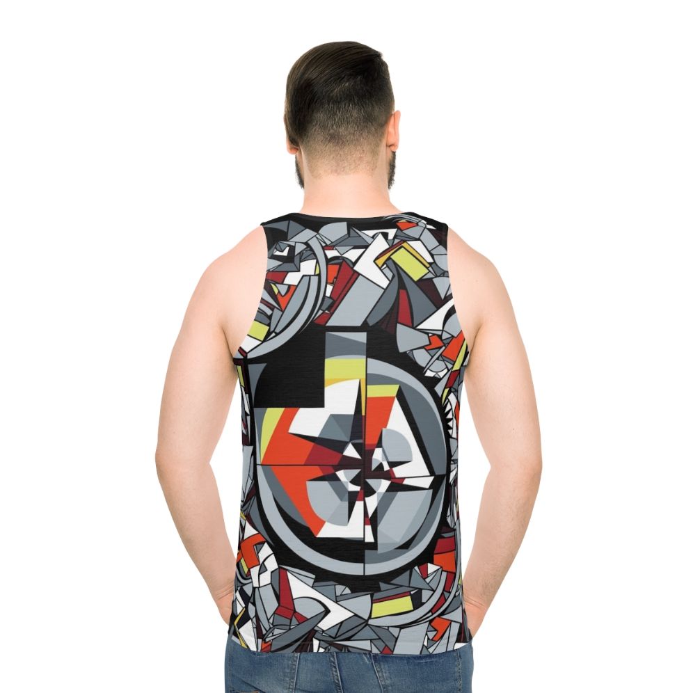 Unisex tank top with the meaning of music design - men back